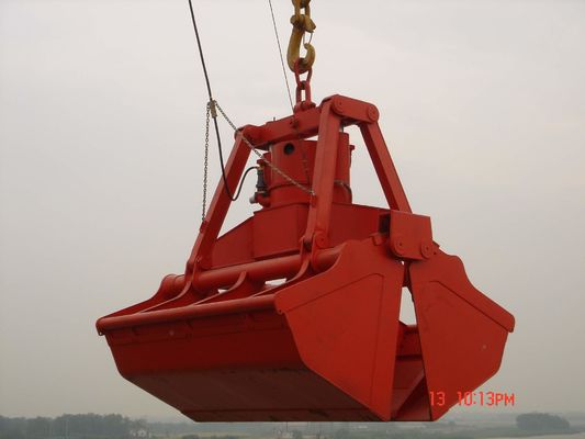 Secchio idraulico elettrico della gru a benna della copertura superiore del tester di 10 cubi per lo scarico dei materiali alla rinfusa